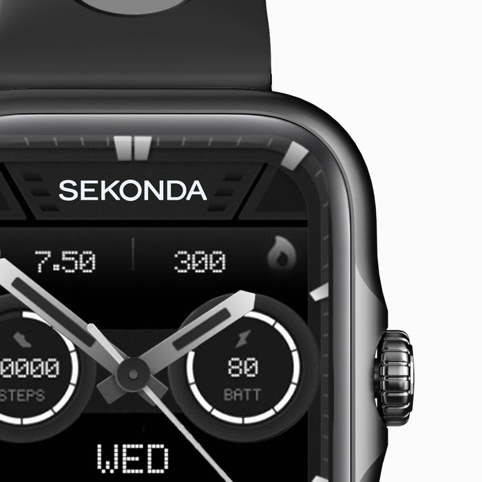 Sekonda Motion Pro GPS Smart Watch - Black Alloy Case & Black Silicone Strap