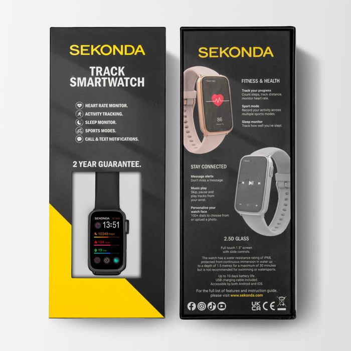 Sekonda Track Smart Watch - Black Case & Silicone Strap