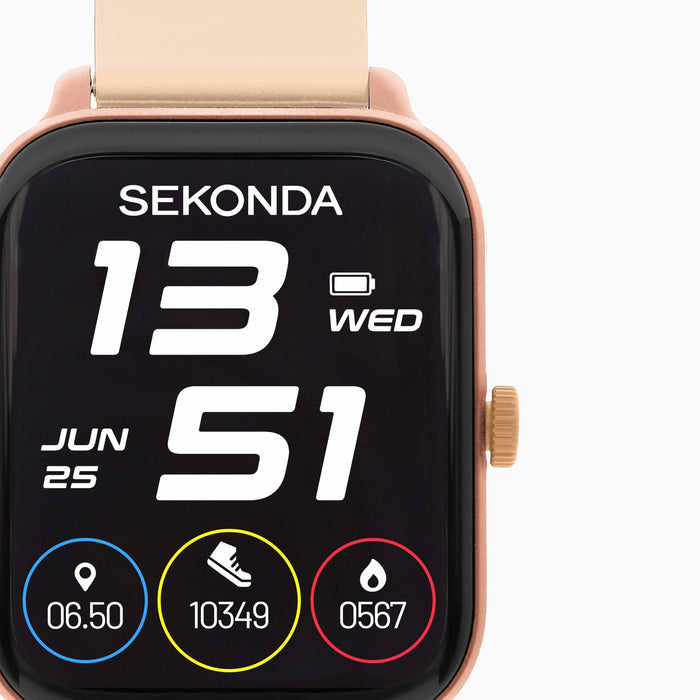 Sekonda Women's Motion Go Smart Watch - Rose Gold Case and Pink Silicone Strap