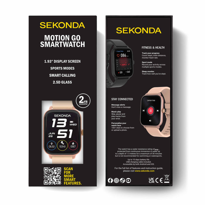 Sekonda Women's Motion Go Smart Watch - Rose Gold Case and Pink Silicone Strap