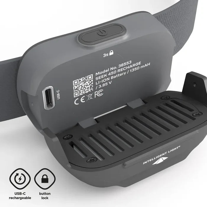 Silva Seek 450 Recharge Rechargeable Headtorch - Mountain Mist