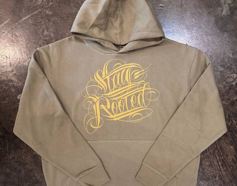Stay Rooted Script Midweight Hoodie - Olive