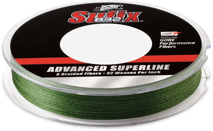 Sufix 832 Advanced Superline Low-Vis Green Braided Line - 150 Yard Standard Spool Low-Vis Green
