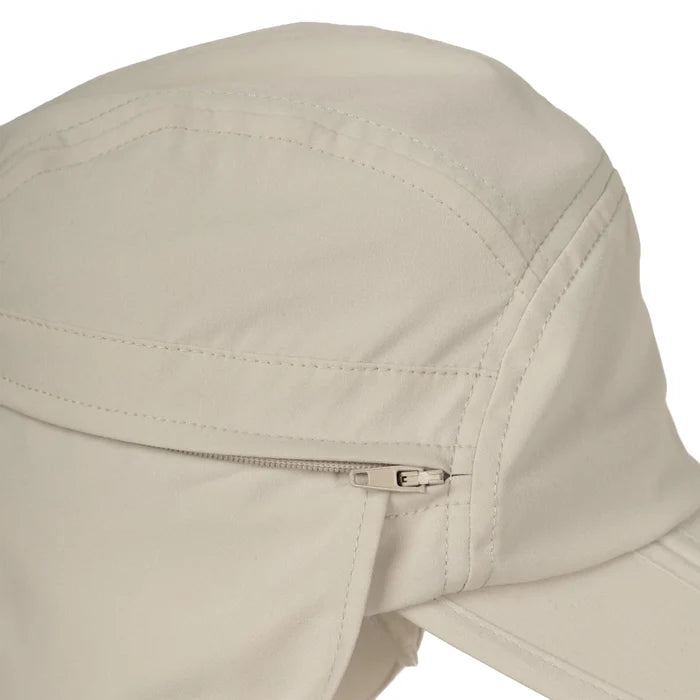 Trekmates Atacama Sun Cap with zip away Legionnaire's Flap - Linen