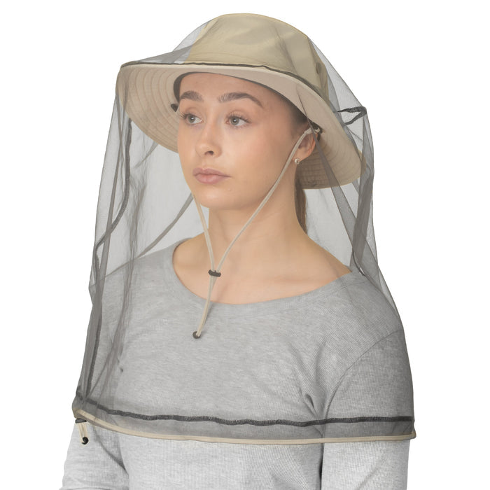 Trekmates Borneo Wide Brimmed Sun Hat with Mosi Net - Linen