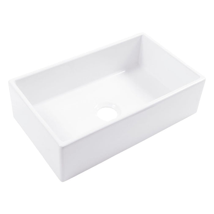 Turner White Fireclay 30" Single Bowl Farmhouse Undermount Kitchen Sink
