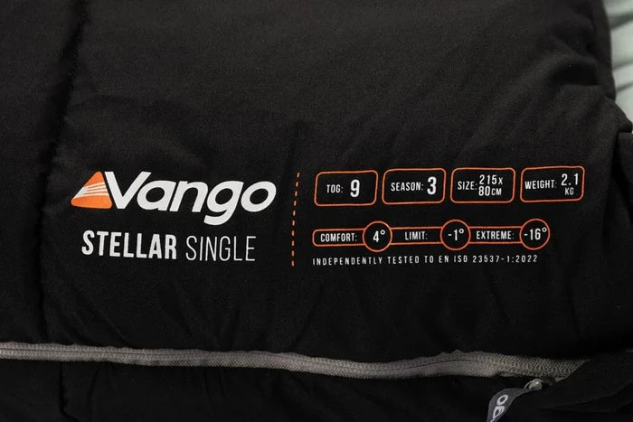 Vango Stellar Single Rectangular Sleeping Bag - Black