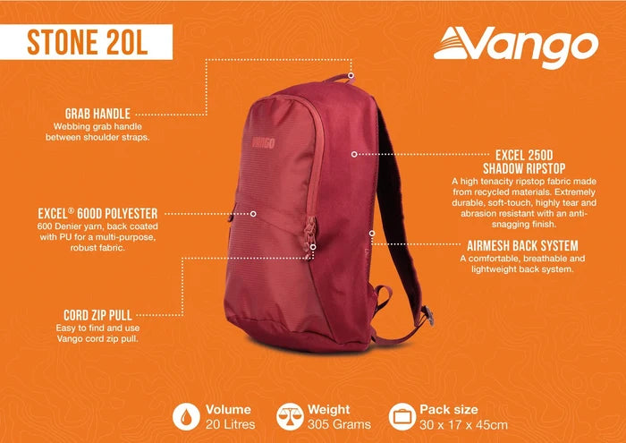 Vango Stone 20L Classic Daypack - Cranberry