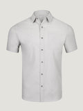 Vintage Grey Short Sleeve Stretch Button Up Shirts | Stretch fabric for easy movement
