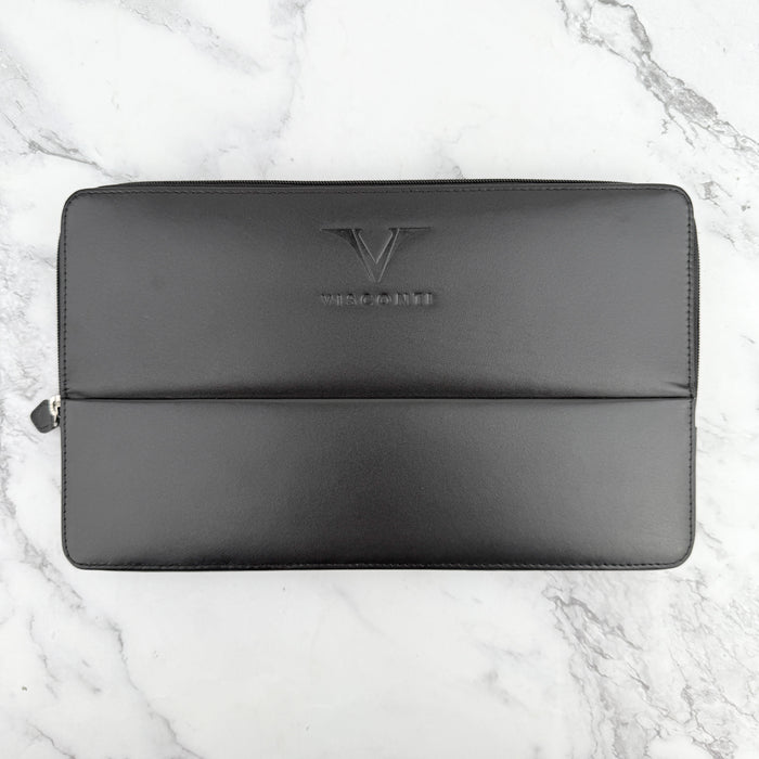 Visconti Leather 12 Pen Holder - Black