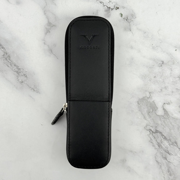Visconti Leather 2 Pen Holder - Black