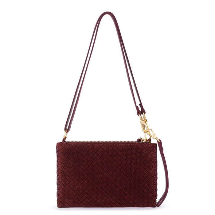 The Sak Vita Convertible Wristlet - Leather - Black Cherry Suede Woven