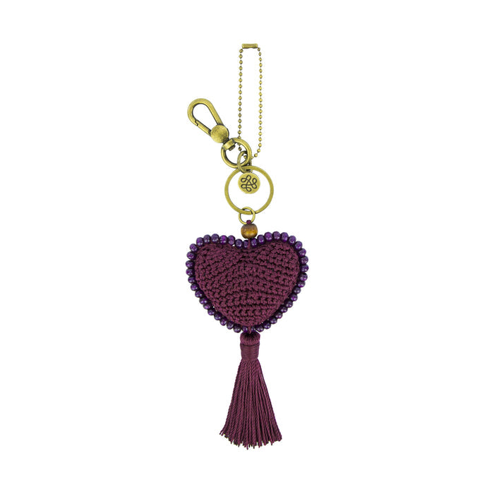 The Sak Yarnicharmz Dangle - Hand Crochet - Black Cherry Heart