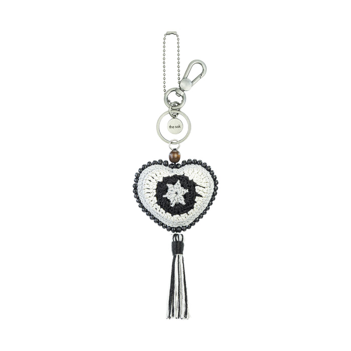 The Sak Yarnicharmz Dangle - Hand Crochet - Black Sparkle Patch Heart