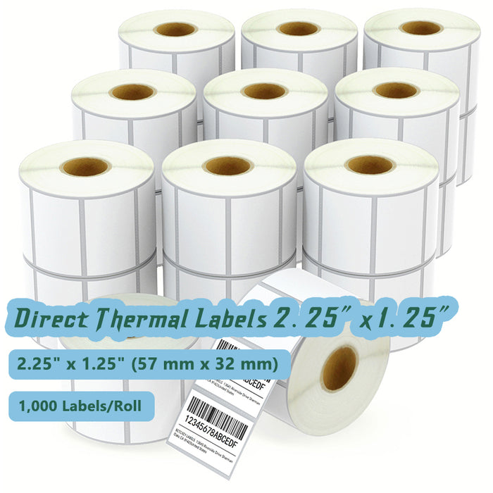 Zebra 2.25" x 1.25" Labels - 20 Rolls