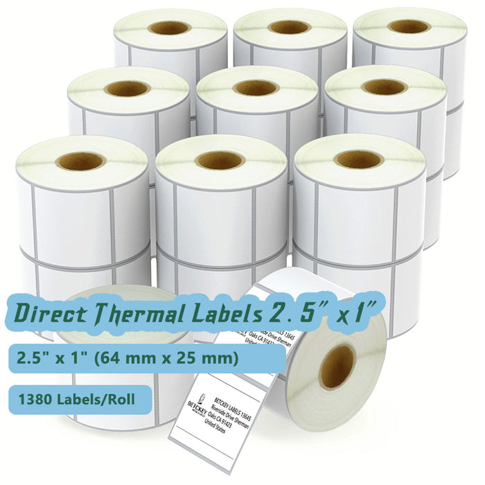 Zebra 2.5" x 1" Labels - 20 Rolls