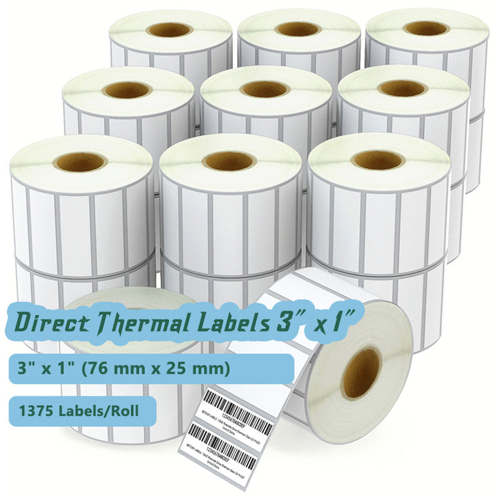 Zebra 3" x 1" Labels - 20 Rolls
