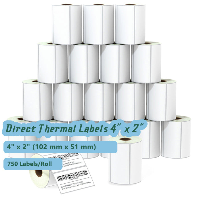 Zebra 4" x 2" Labels - 20 Rolls